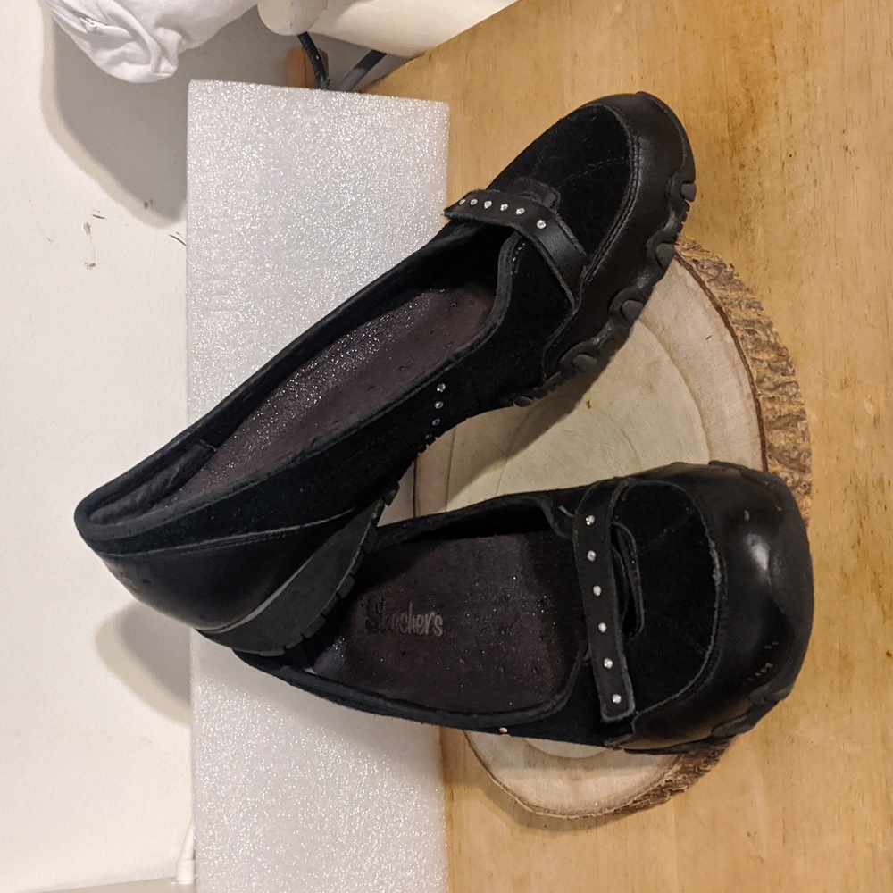 Skechers Black Slip On Sneakers Bling Size 7.5